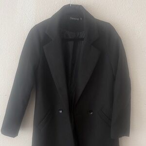 Tanning Black Double-Breasted Wool-Blend Pea Coat
